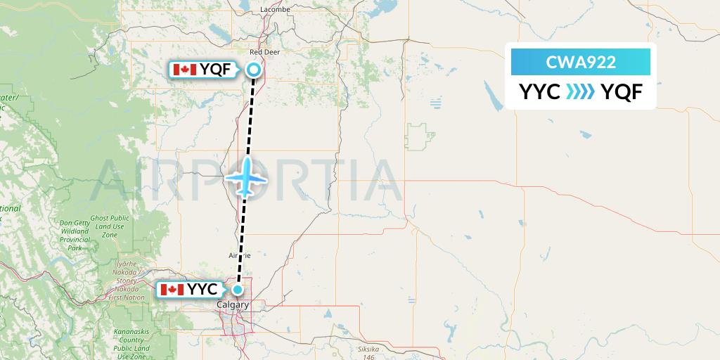 CWA922 Can West Corporate Air Charters Ltd. Flight Map: Calgary to Red Deer