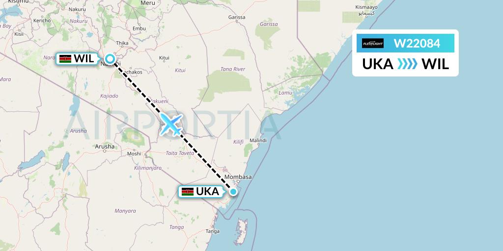 W22084 Flex Flight Flight Map: Ukunda to Nairobi