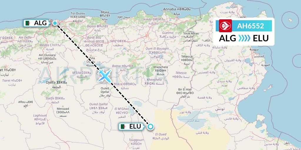 AH6552 Air Algerie Flight Map: Algiers to Guemar