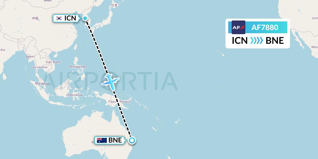 AF7880 Air France Flight Map: Seoul to Brisbane