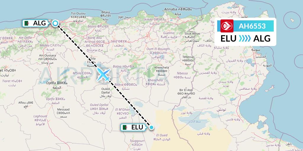 AH6553 Air Algerie Flight Map: Guemar to Algiers