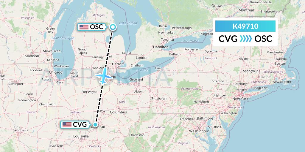 K49710 Kalitta Air Flight Map: Cincinnati to Oscoda