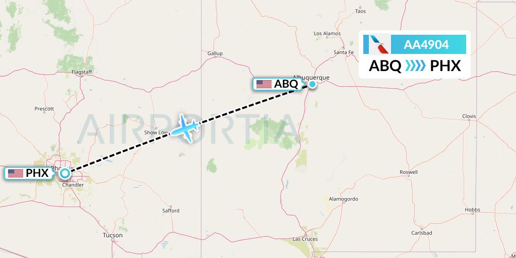 AA4904 American Airlines Flight Map: Albuquerque to Phoenix