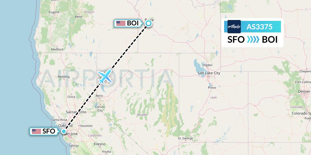 AS3375 Alaska Airlines Flight Map: San Francisco to Boise