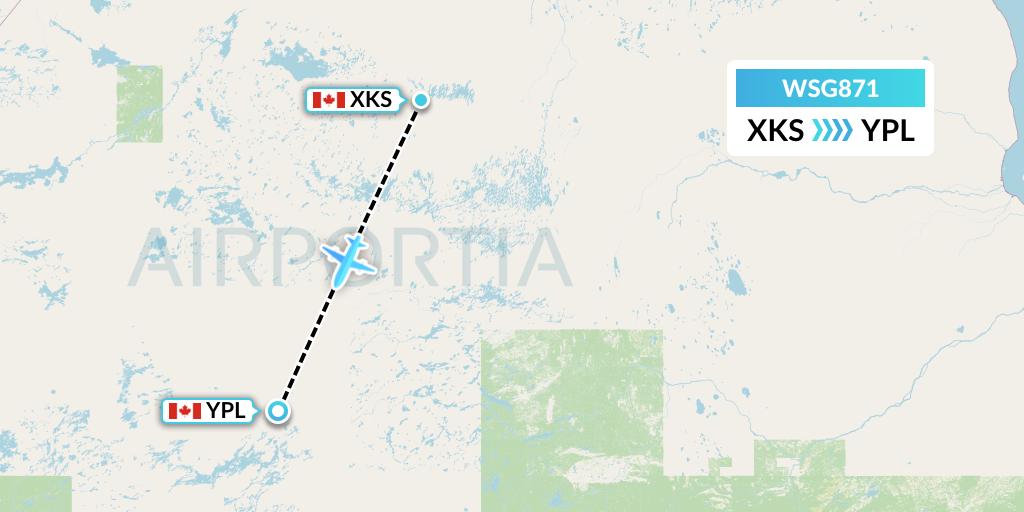 WSG871 Wasaya Airways Flight Map: Kasabonika to Pickle Lake