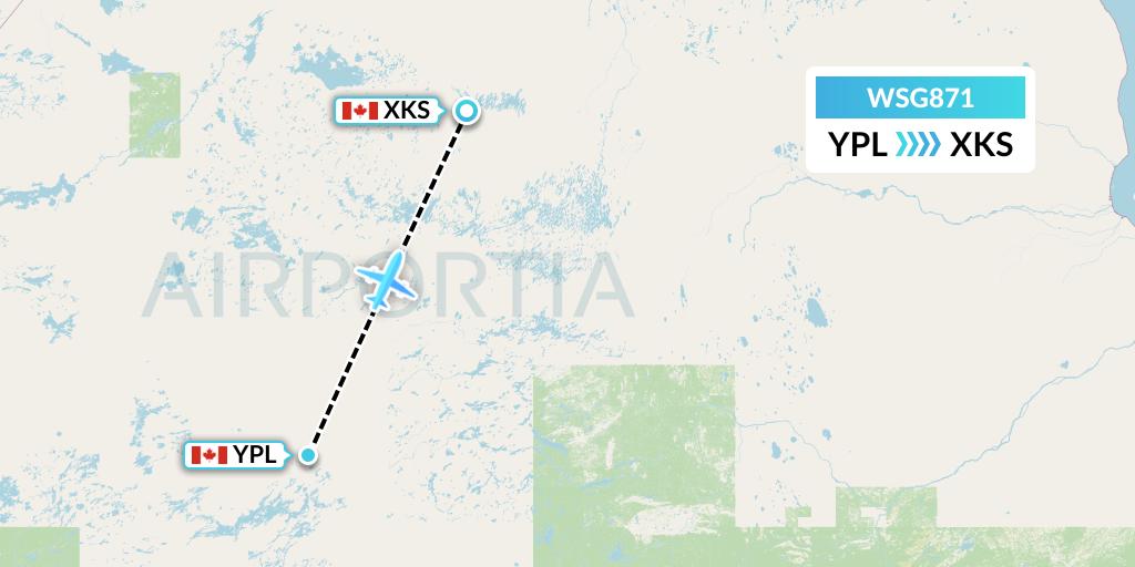 WSG871 Wasaya Airways Flight Map: Pickle Lake to Kasabonika