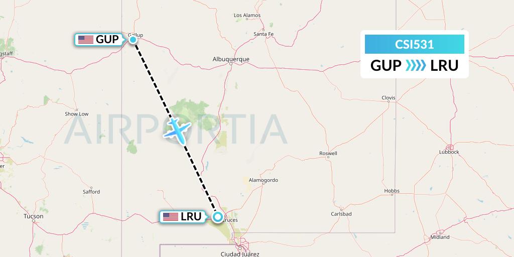 CSI531 Csi Aviation Flight Map: Gallup to Las Cruces