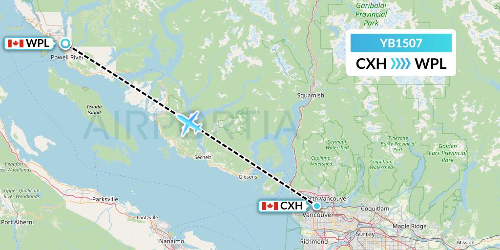 YB1507 Harbour Air Seaplanes Flight Map: Vancouver to Canada