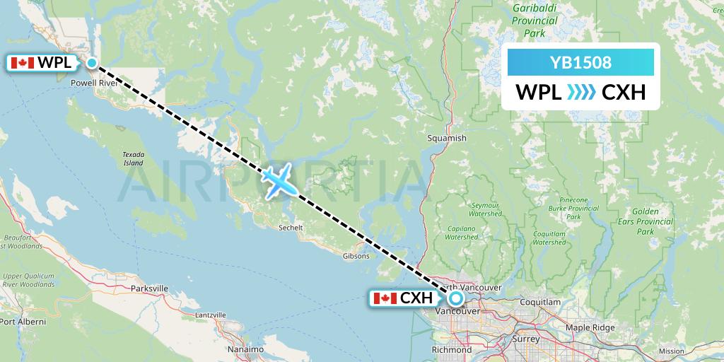 YB1508 Harbour Air Seaplanes Flight Map: Canada to Vancouver