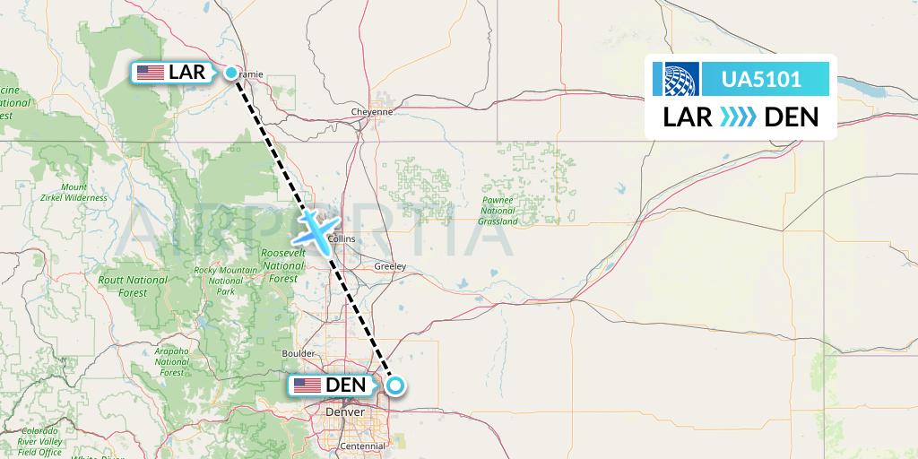 UA5101 United Airlines Flight Map: Laramie to Denver