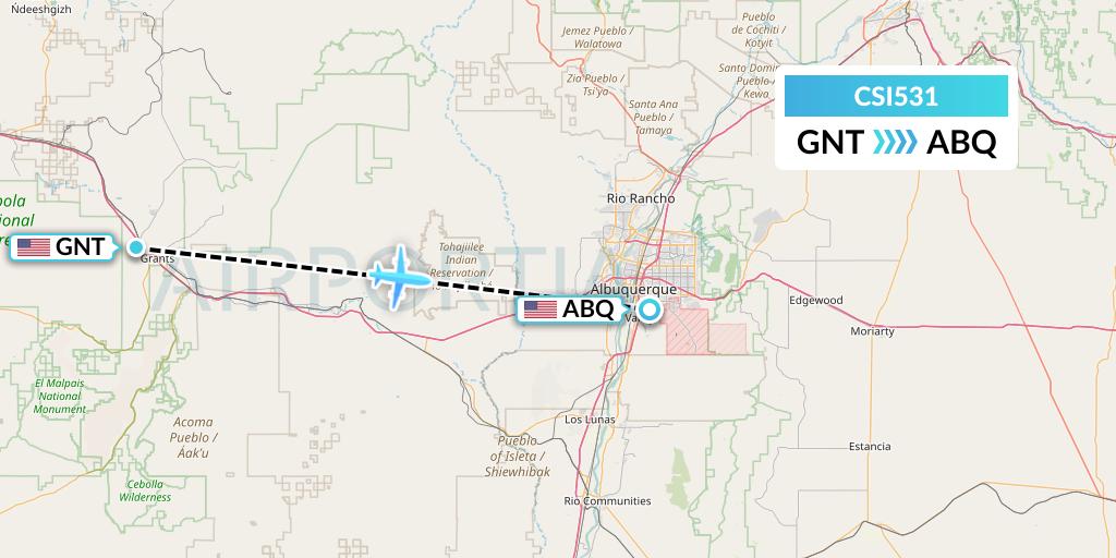CSI531 Csi Aviation Flight Map: Grants to Albuquerque