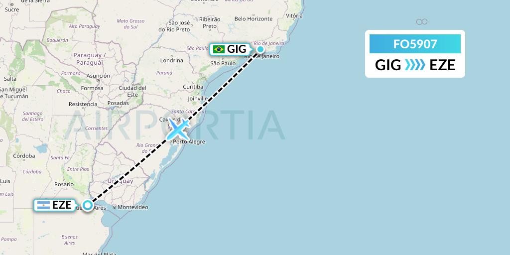 FO5907 Aero Flightops Uk Limited Flight Map: Rio de Janeiro to Buenos Aires