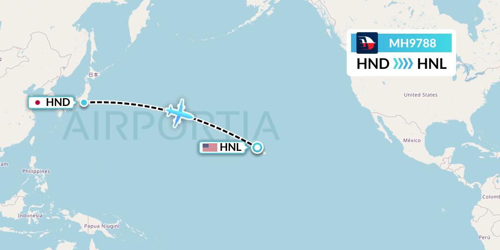 MH9788 Malaysia Airlines Flight Map: Tokyo to Honolulu