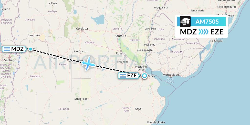 AM7505 Aeromexico Flight Map: Mendoza to Buenos Aires