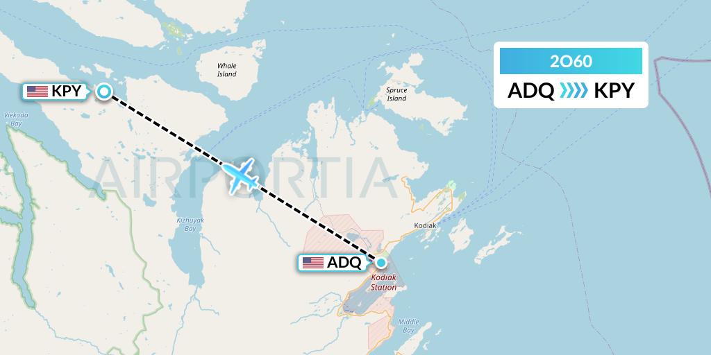2O60 Island Air Service Flight Map: Kodiak to Port Bailey