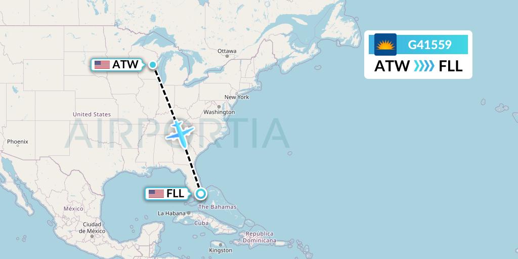G41559 Allegiant Air Flight Map: Appleton to Fort Lauderdale