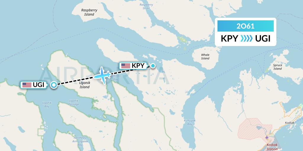 2O61 Island Air Service Flight Map: Port Bailey to Uganik