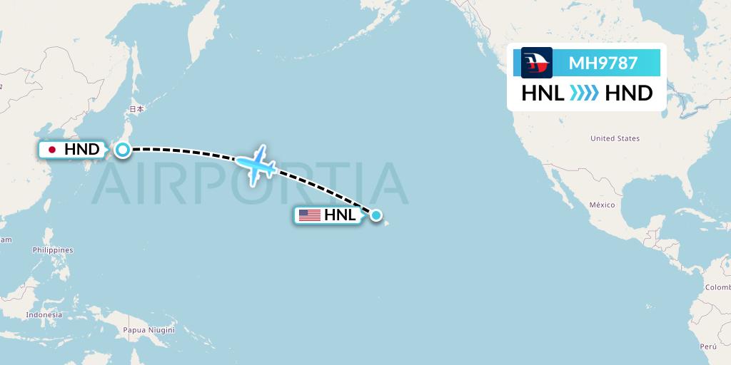 MH9787 Malaysia Airlines Flight Map: Honolulu to Tokyo