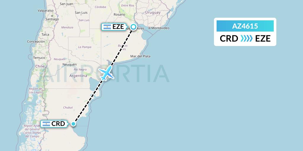 AZ4615 ITA Airways Flight Map: Comodoro Rivadavia to Buenos Aires