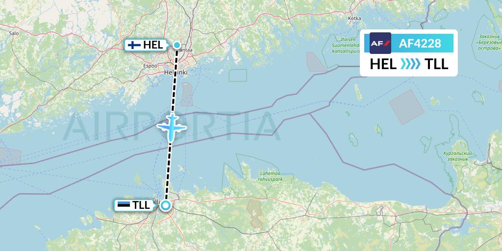 AF4228 Air France Flight Map: Helsinki to Tallinn