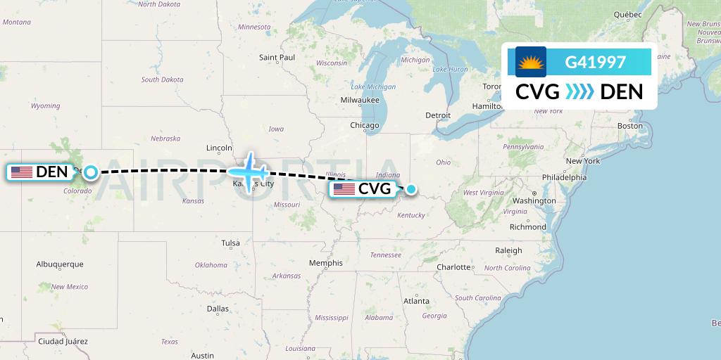 G41997 Allegiant Air Flight Map: Cincinnati to Denver