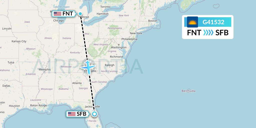 G41532 Allegiant Air Flight Map: Flint to Orlando