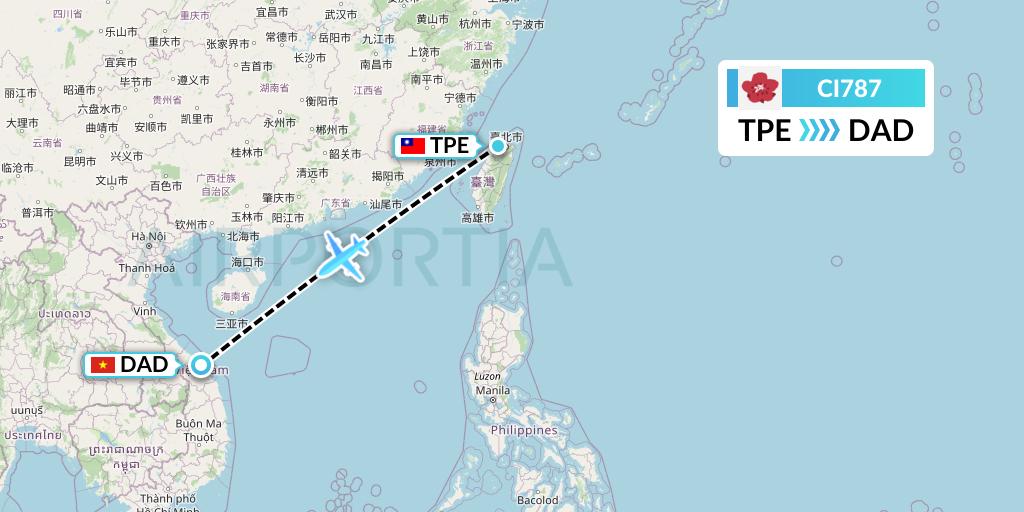 CI787 China Airlines Flight Map: Taipei to Da Nang