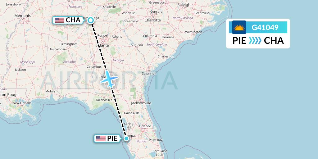 G41049 Allegiant Air Flight Map: St. Petersburg to Chattanooga