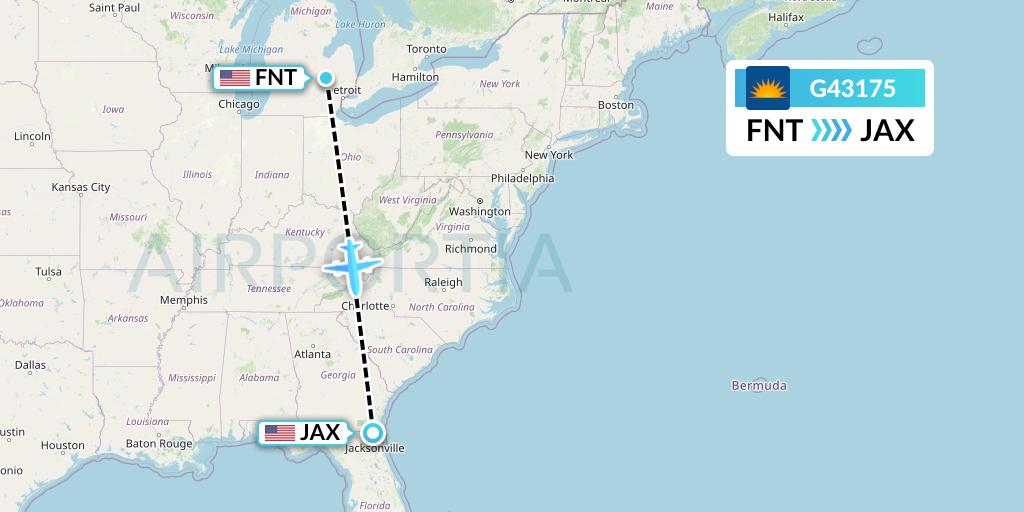 G43175 Allegiant Air Flight Map: Flint to Jacksonville