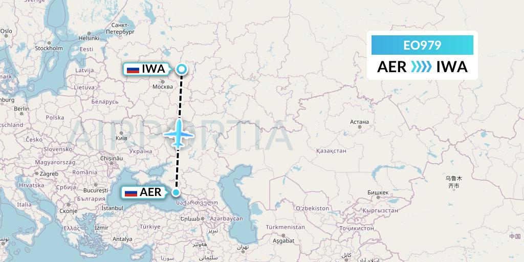 EO979 Pegas Fly Flight Map: Sochi to Ivanovo
