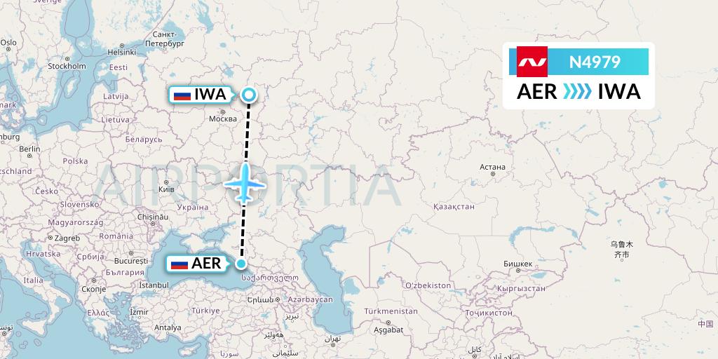 N4979 Nordwind Airlines Flight Map: Sochi to Ivanovo
