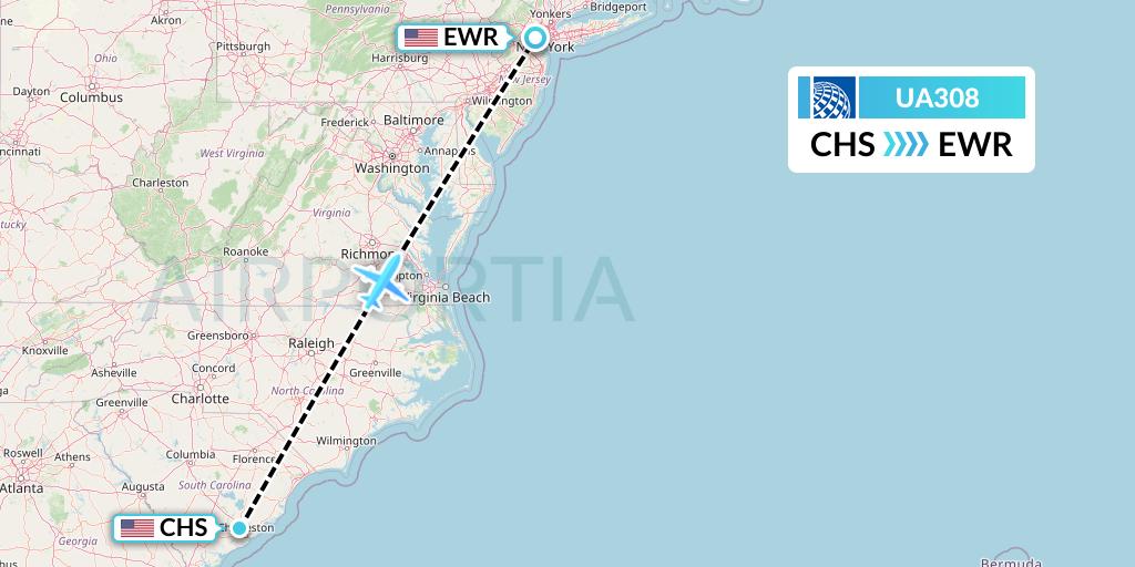 UA308 Flight Status United Airlines Charleston to New York (UAL308)