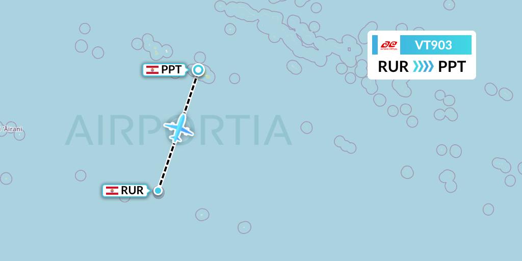 VT903 Air Tahiti Flight Map: French Polynesia to Papeete