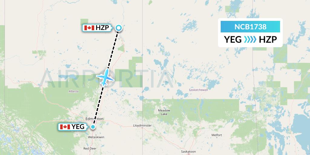 NCB1738 North Caribou Flying Service Flight Map: Edmonton to Fort MacKay