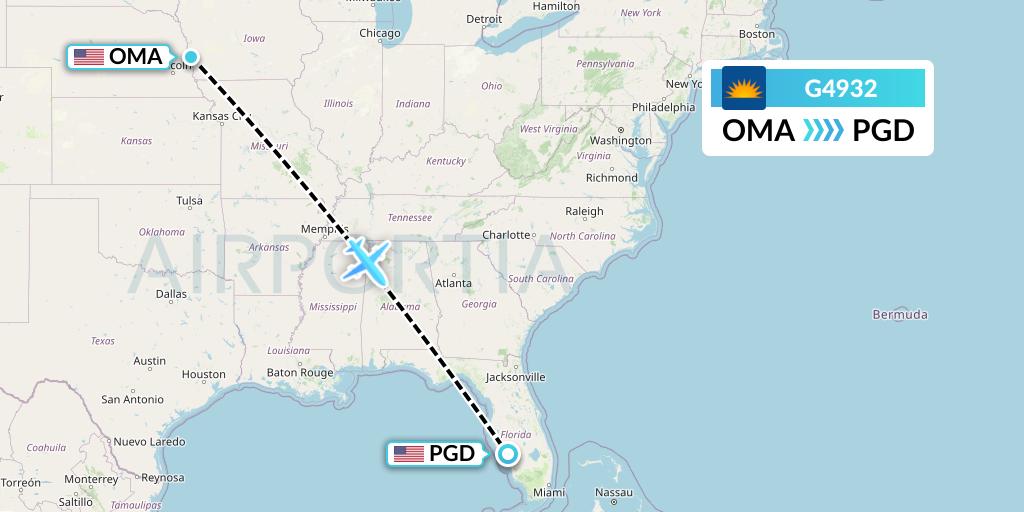 G4932 Allegiant Air Flight Map: Omaha to Punta Gorda