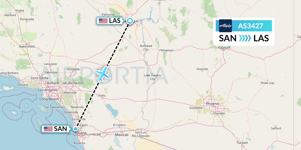 AS3427 Alaska Airlines Flight Map: San Diego to Las Vegas