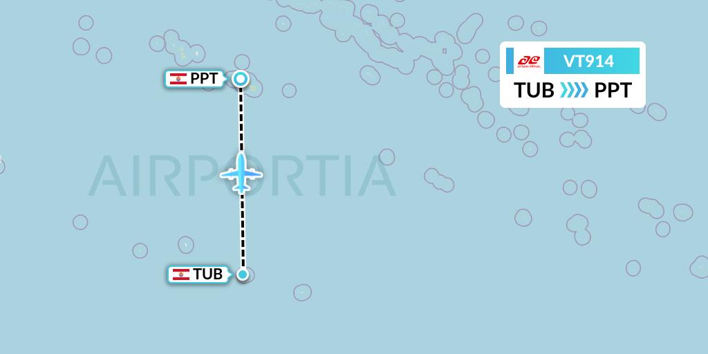 VT914 Air Tahiti Flight Map: French Polynesia to Papeete