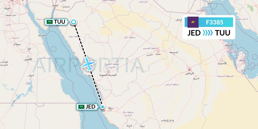 F3385 flydeal Flight Map: Jeddah to Tabuk