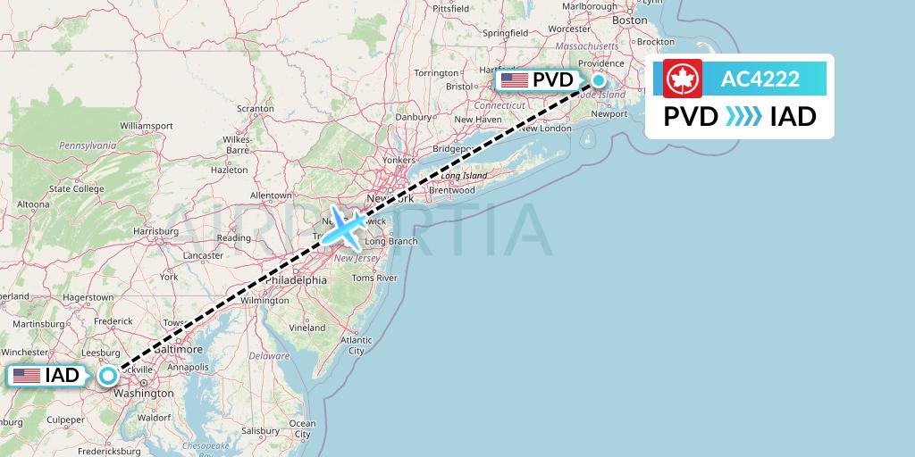 AC4222 Air Canada Flight Map: Providence to Washington