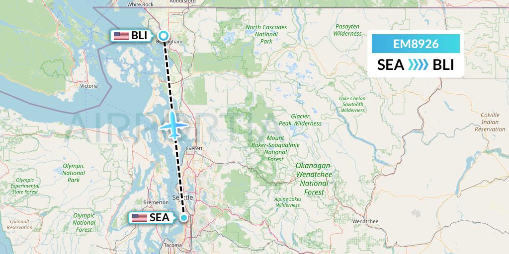 EM8926 Empire Airlines Flight Map: Seattle to Bellingham