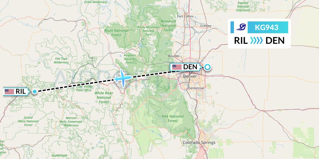 KG943 Key Lime Air Flight Map: Rifle to Denver
