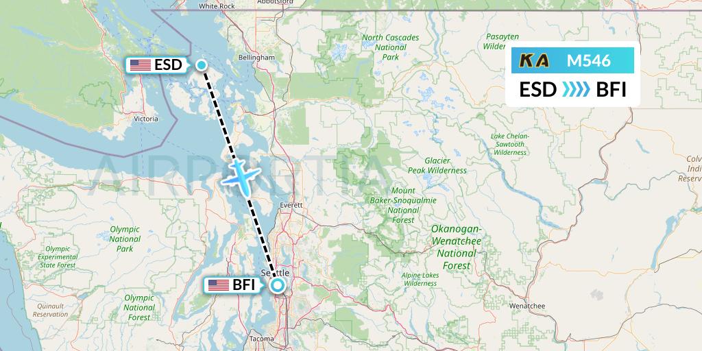 M546 Kenmore Air Flight Map: Eastsound to Seattle