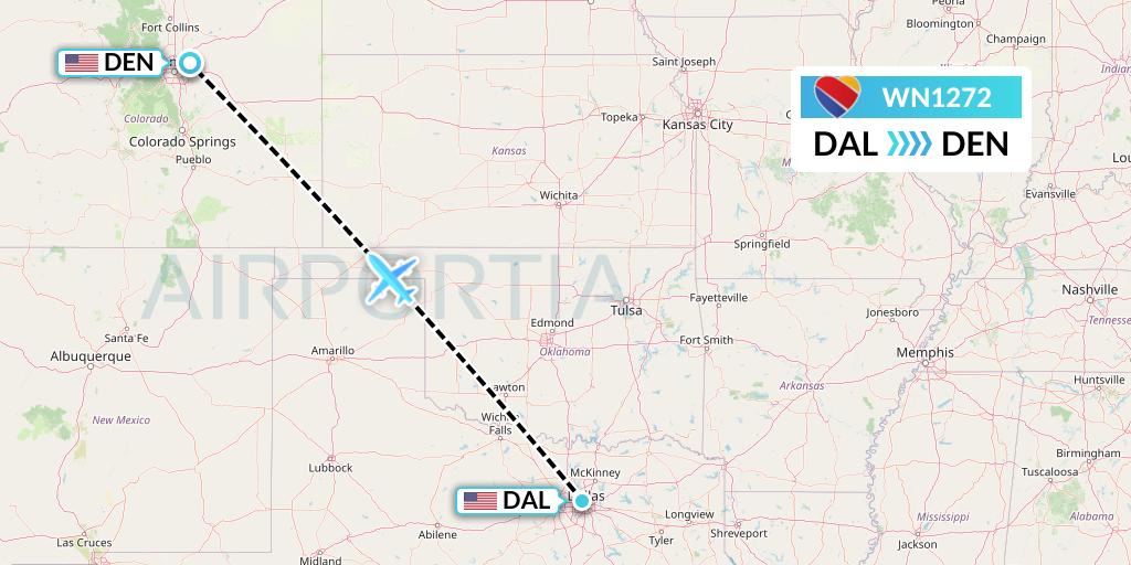 WN1272 Southwest Airlines Flight Map: Dallas to Denver