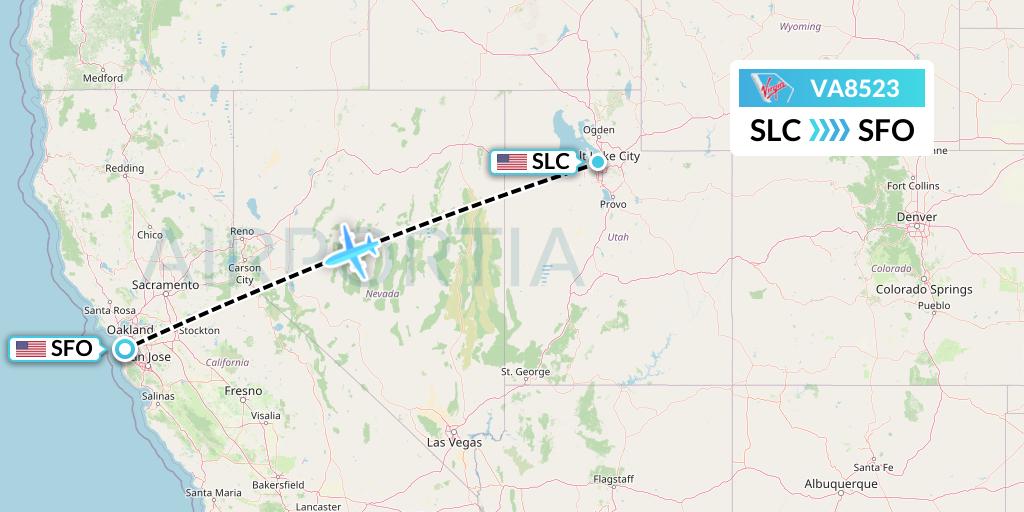 VA8523 Virgin Australia Flight Map: Salt Lake City to San Francisco