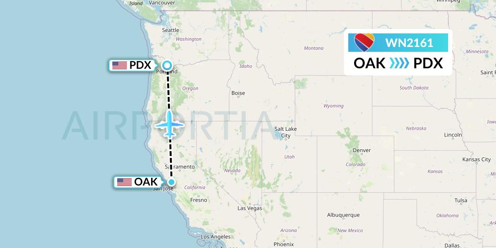 WN2161 Southwest Airlines Flight Map: Oakland to Portland