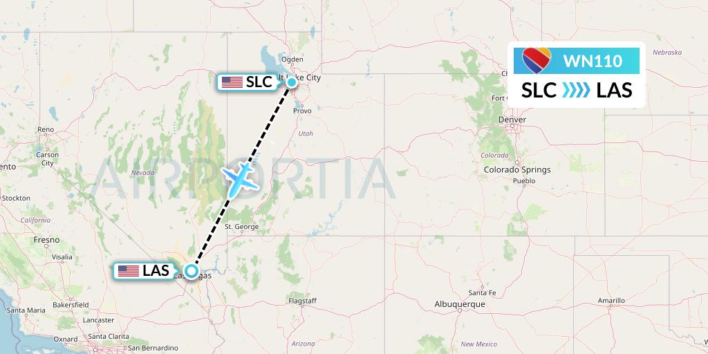 WN110 Southwest Airlines Flight Map: Salt Lake City to Las Vegas