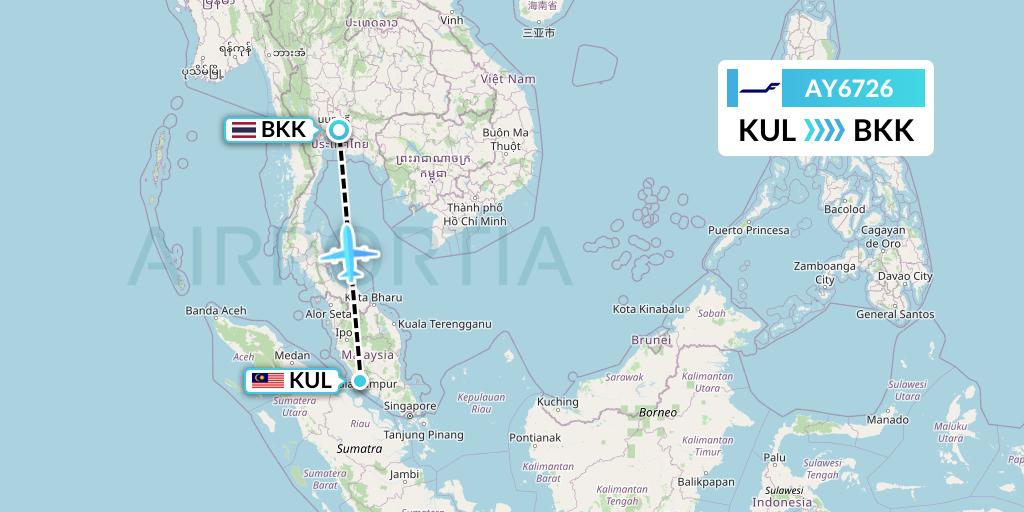 AY6726 Finnair Flight Map: Kuala Lumpur to Bangkok