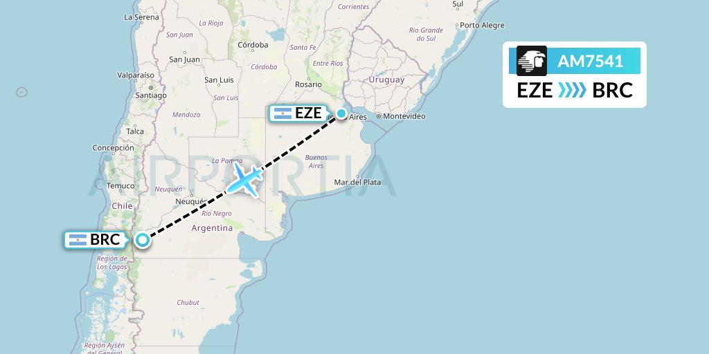 AM7541 Aeromexico Flight Map: Buenos Aires to San Carlos de Bariloche