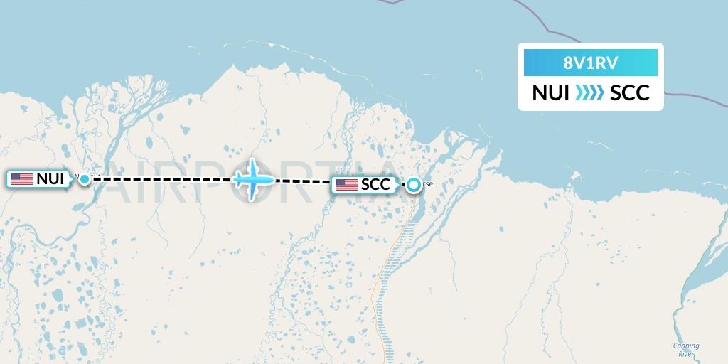 8V1RV Wright Air Service Flight Map: Nuiqsut to Deadhorse