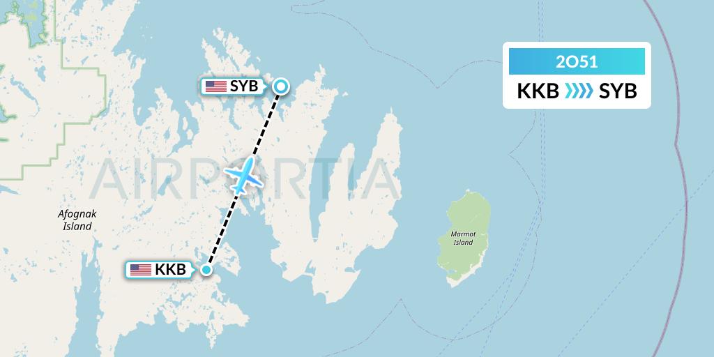 2O51 Island Air Service Flight Map: Kitoi Bay to Seal Bay